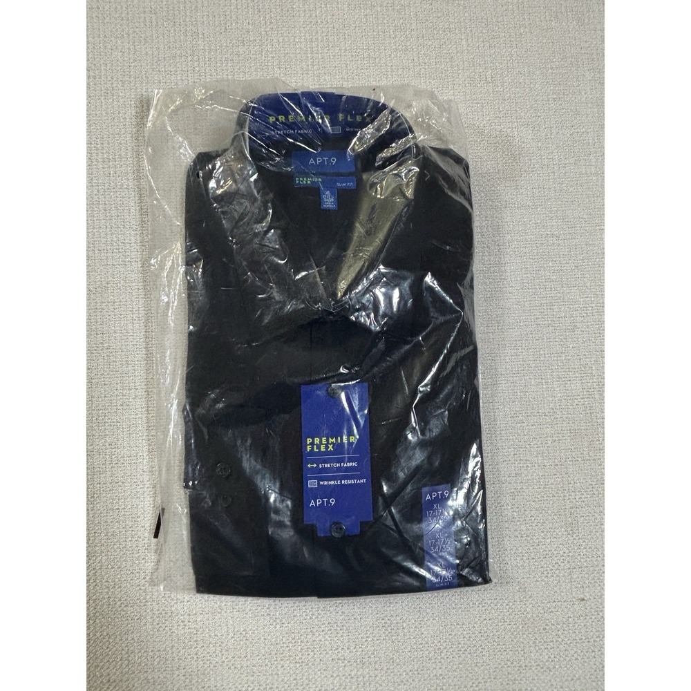 Apt. 9 Mens Premier Flex Performance Slim Fit Dress Shirt Blue XL
